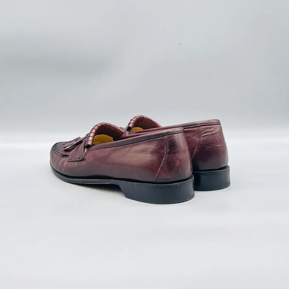 Johnston & Murphy Shoes Mens 8.5 Red Leather Kiltie Tassel Loafers Italy Dress